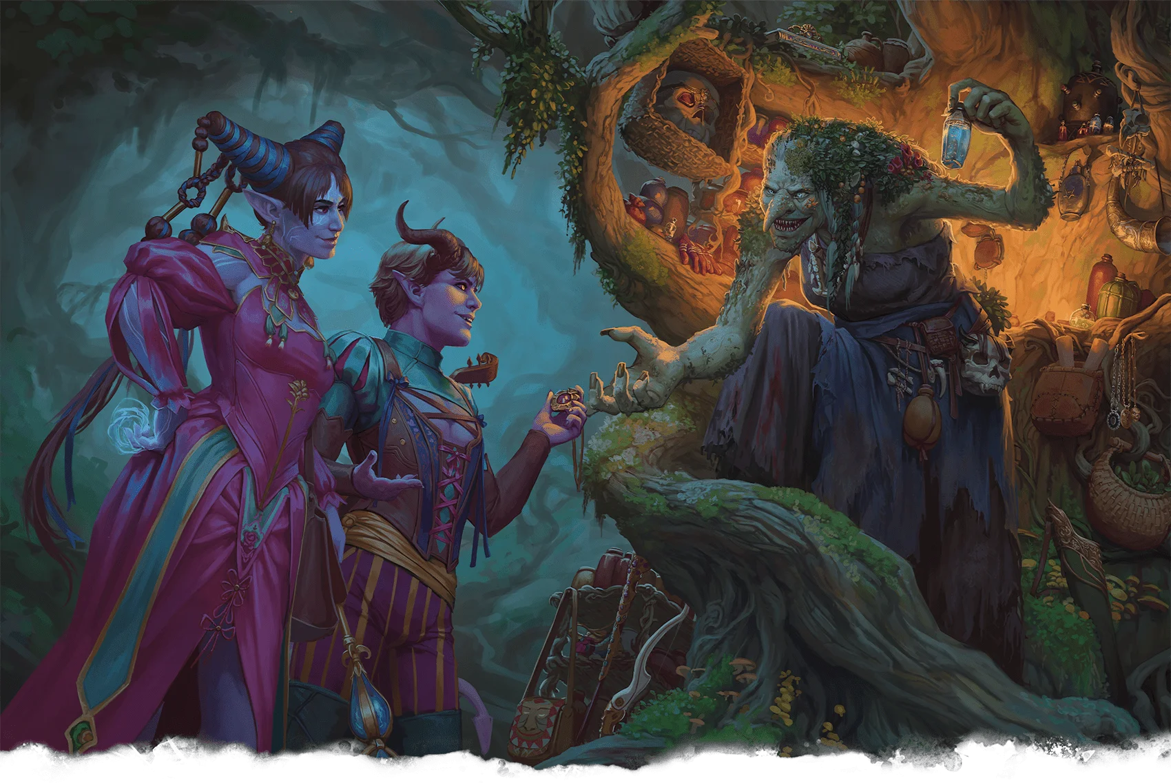 Characters lay on the char...