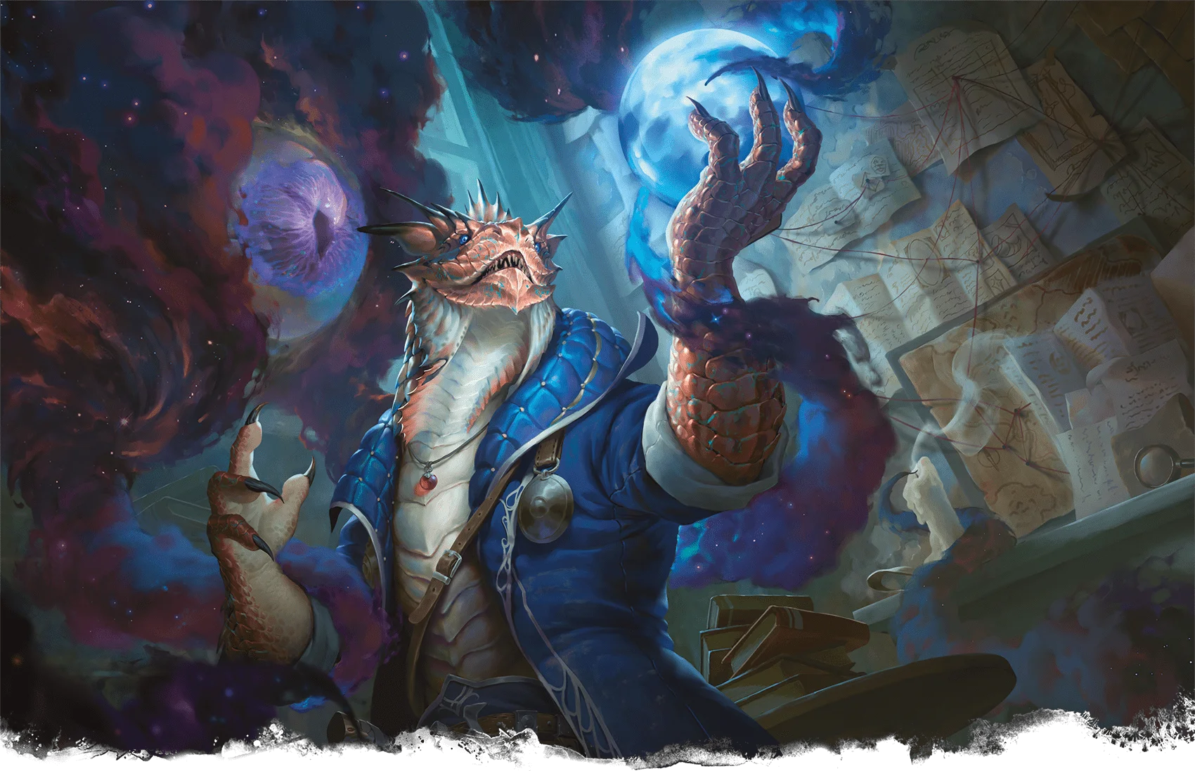 A Warlock channels magic through an Arcane Focus